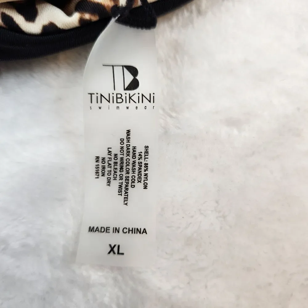 TiNiBiKiNi Leopard Print Black Reversible Swimsuit Bikini Bottom Sz XL